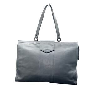Vintage Genuine Leather Gray Tote Bag Made in Brazil Large Shoulder Purse